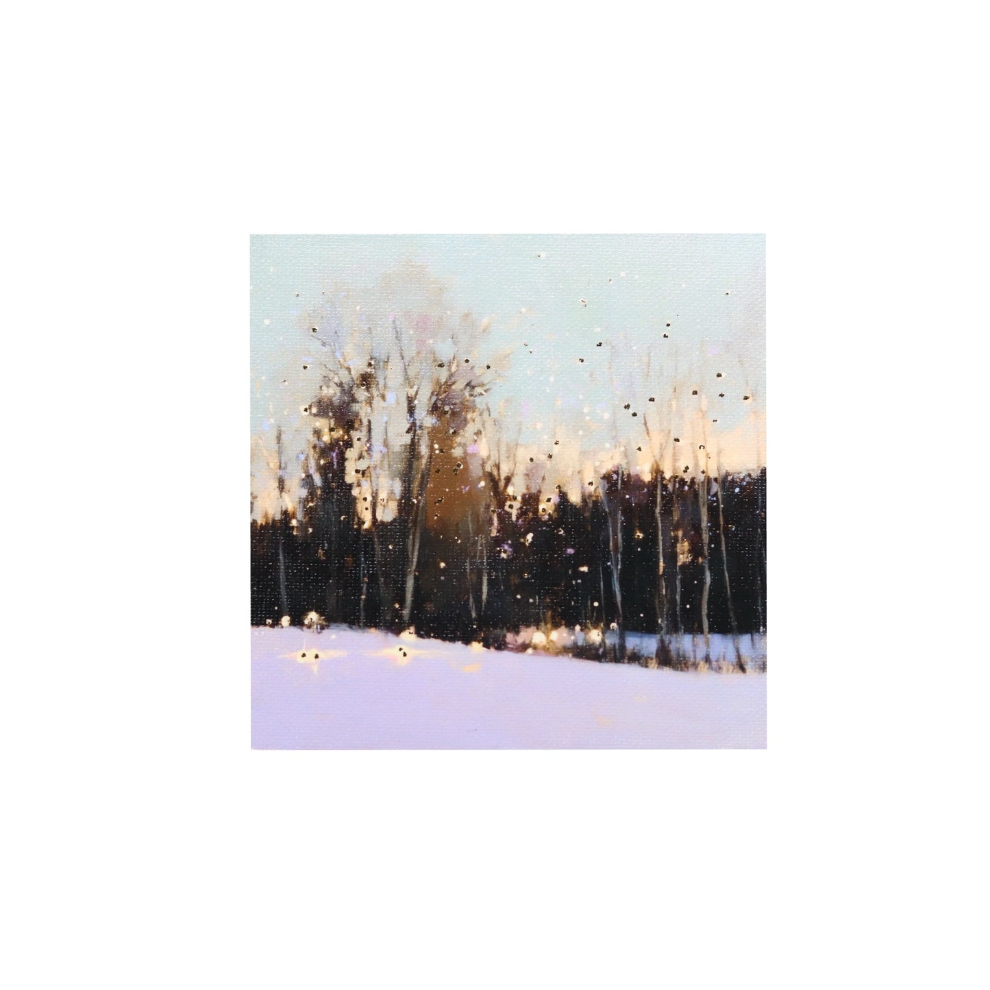 Print on Canvas | Snowy Winter Landscape | Hand Detailed  Foil | 5"x5”