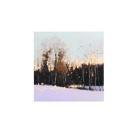 Print on Canvas | Snowy Winter Landscape | Hand Detailed  Foil | 5"x5”