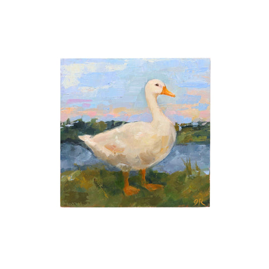 Duck Portrait | Original Oil Painting | Miniature Art 4”x4”