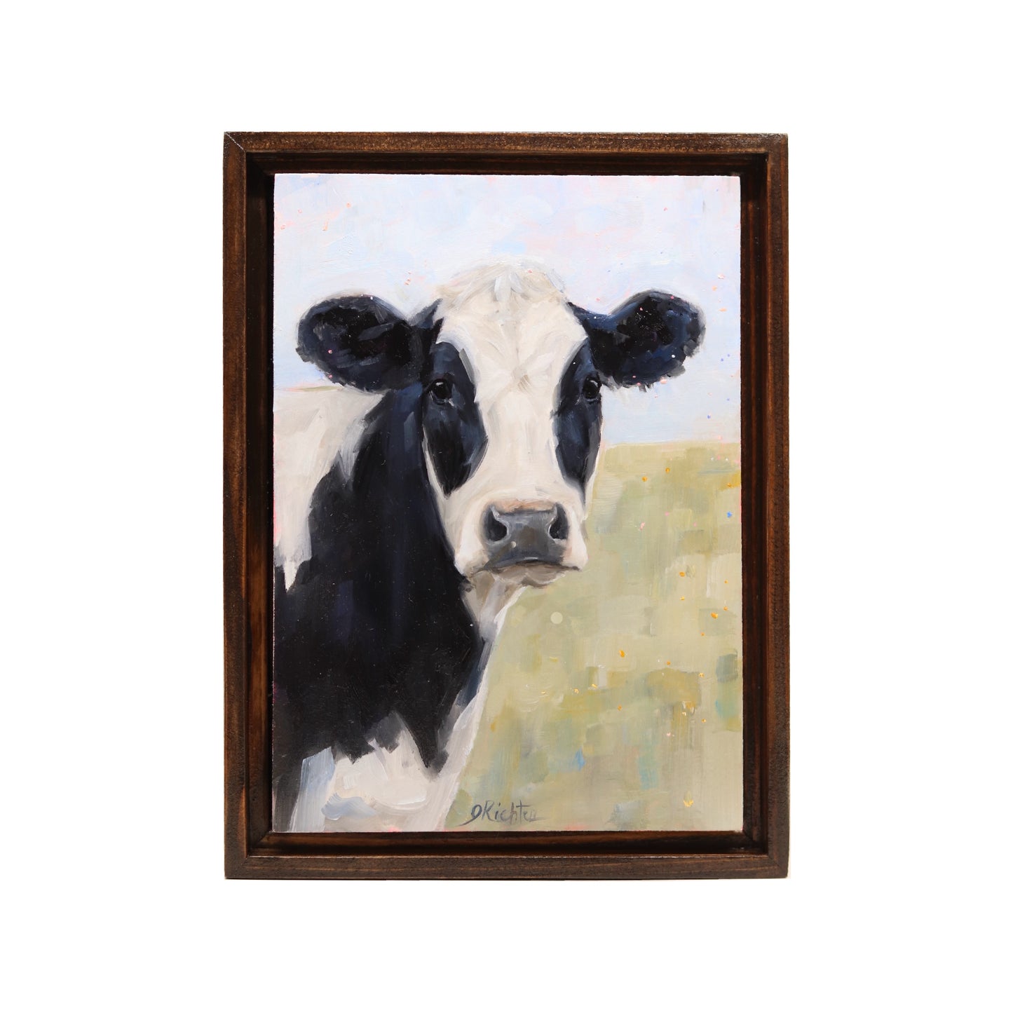 Holstein Cow Portrait 27 | Original Oil Painting | Framed 5”x7”