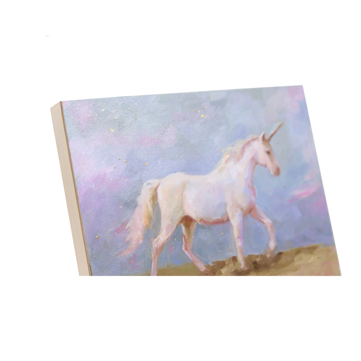Dreamy Unicorn and Glittering Stars | Original Oil Painting | 6”x8”