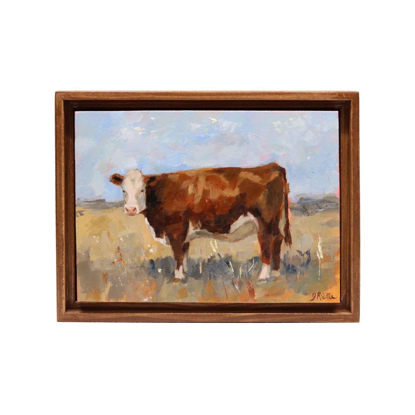 Hereford Cow Portrait 26 | Original Oil Painting | Framed 5”x7”