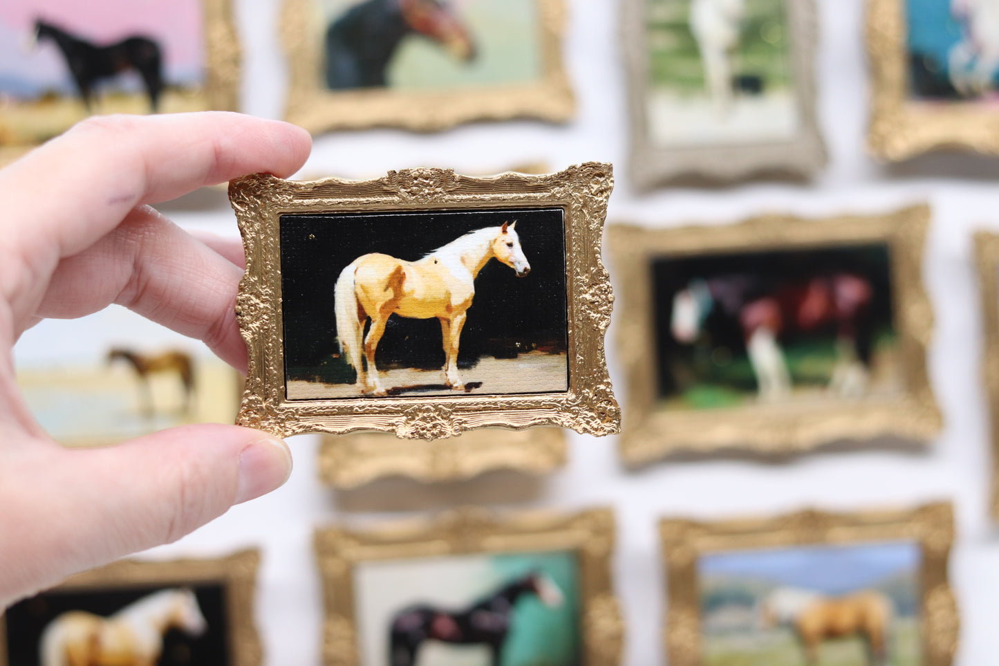 Mini Canvas Art Print Magnets - Horses