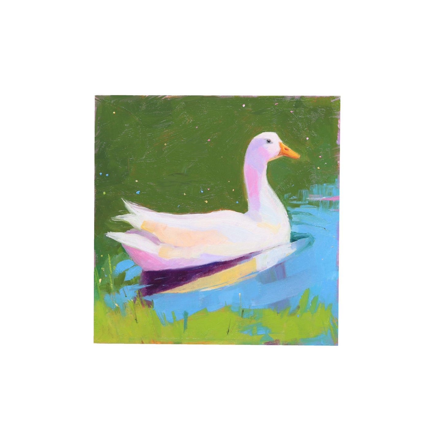 Duck on Pond 6 | Original Oil Painting | Miniature Art 4”x4”