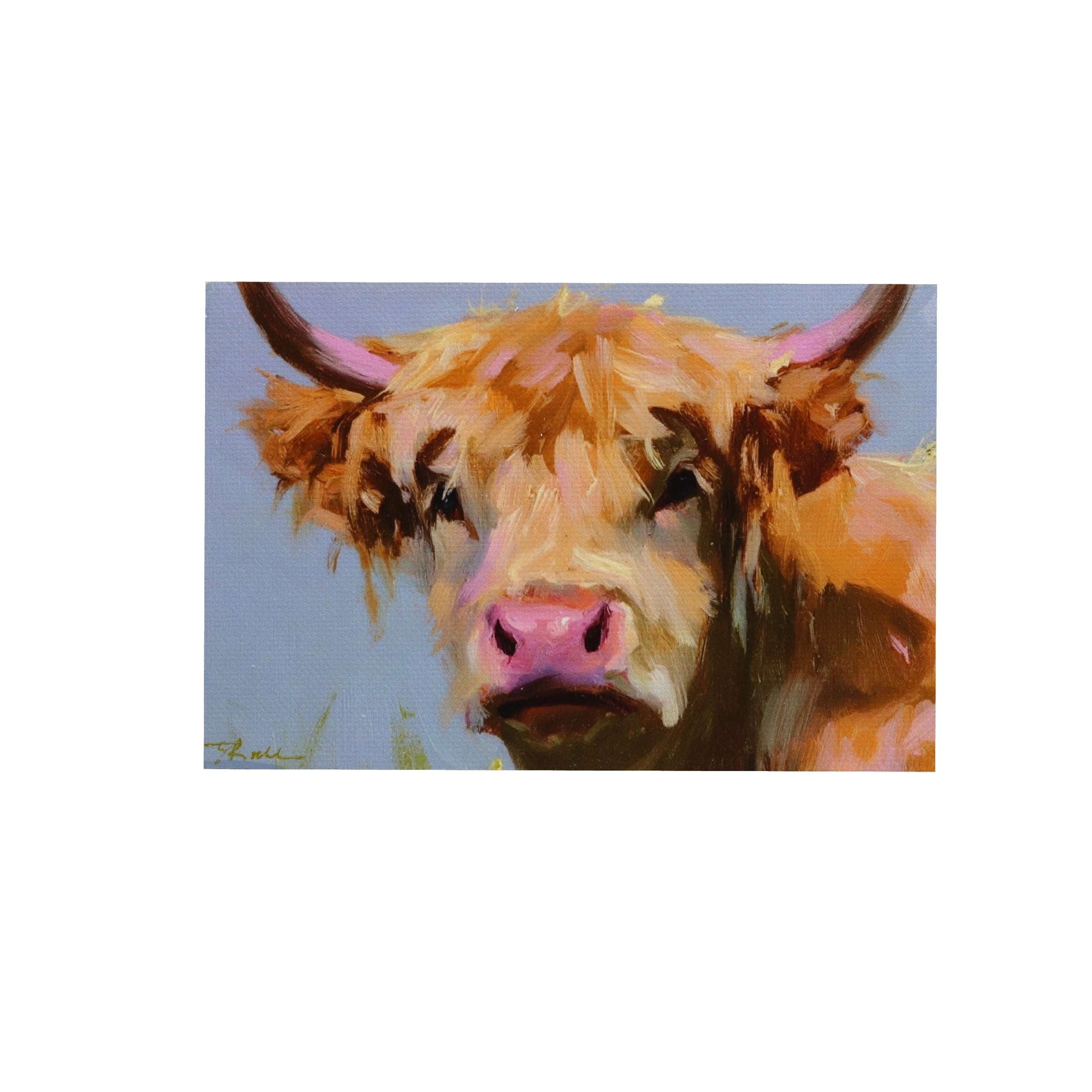 Print on Canvas | Highland Cow | Hand Detailed Foil  | 4"x6"
