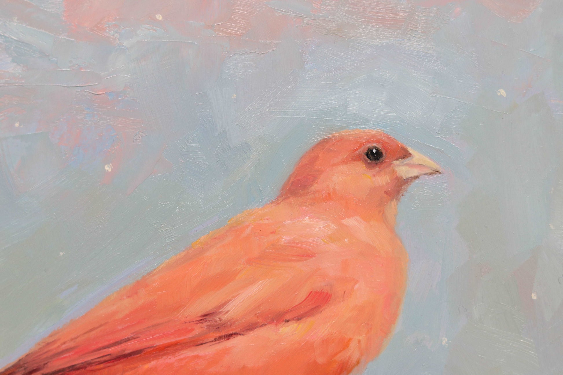 Red Factor Canary on Rock | Original Oil Painting | 6"x 6"