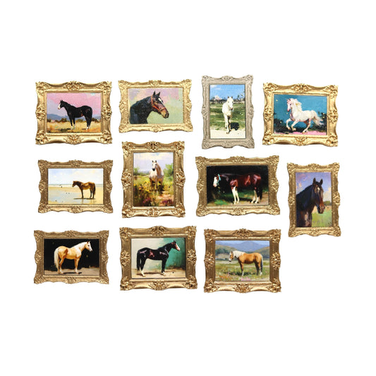 Mini Canvas Art Print Magnets - Horses