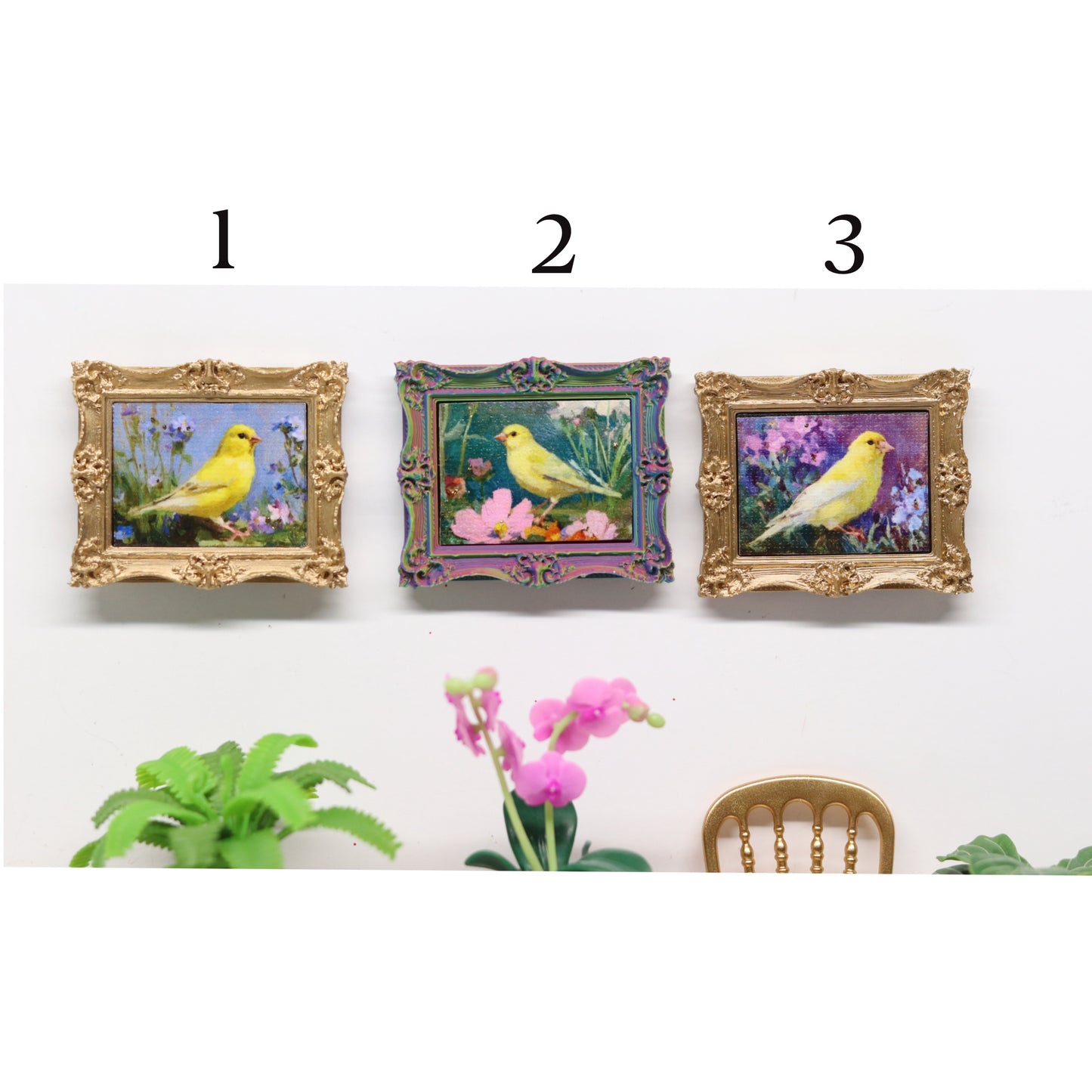 Mini Canvas Art Print Magnets - Canaries