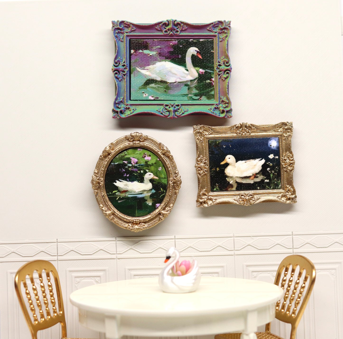 Mini Canvas Art Print Magnets - Birds and Farm Collection #1