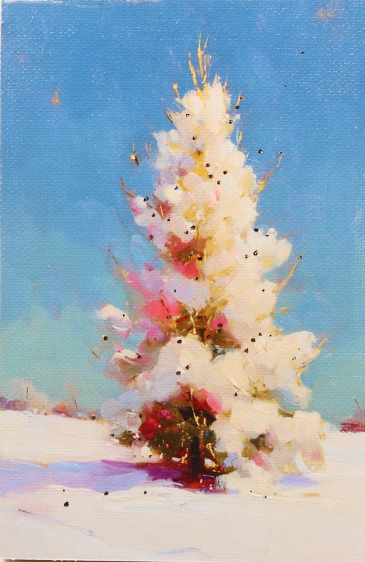 Print on Canvas | Winter Tree | Hand Detailed Foil  | 4”x6”
