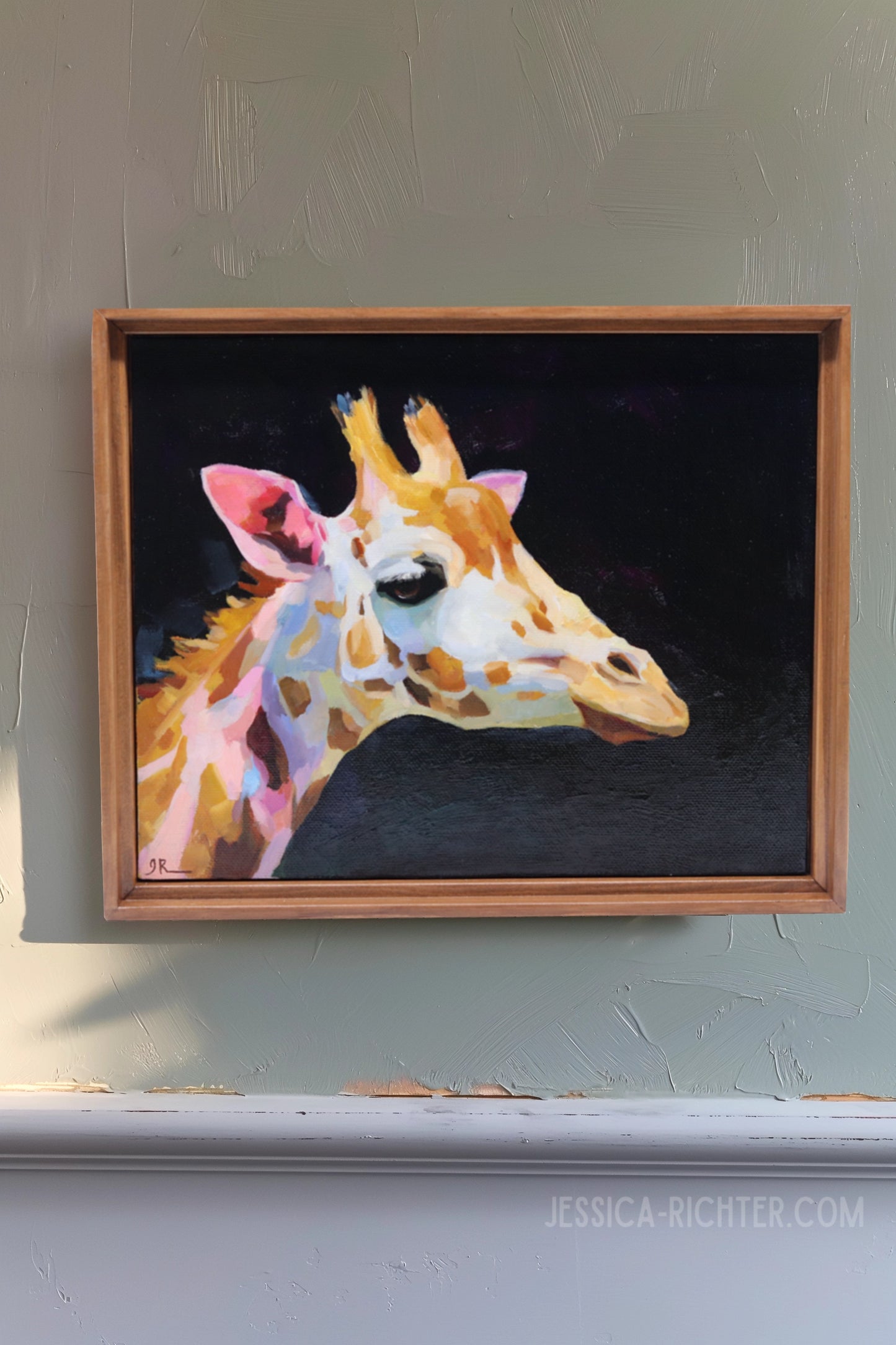 Original Oil Painting | Giraffe Portrait | Framed 8"x10