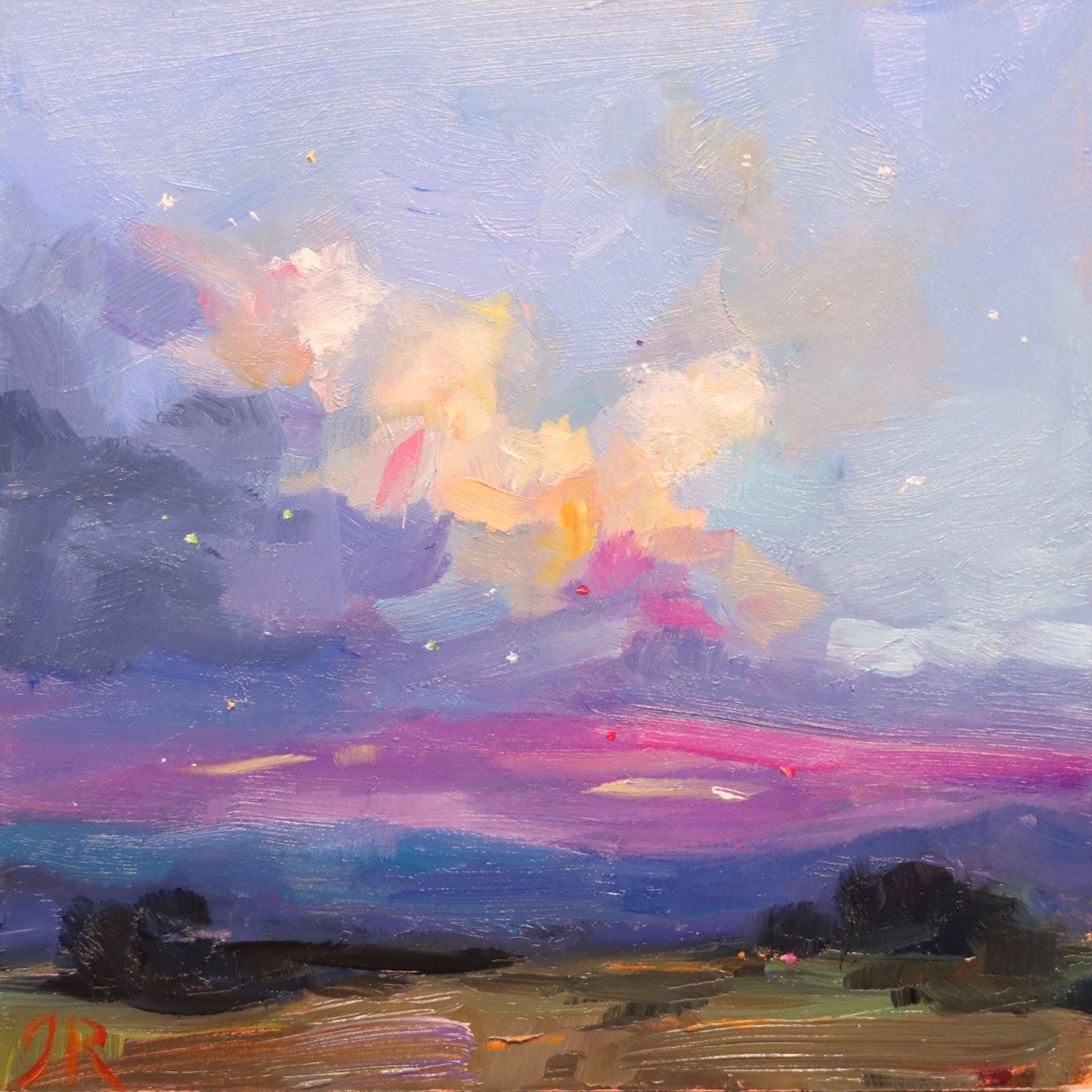 Original Mini Oil Painting | Purple Sky Landscape 45 | 4”x4