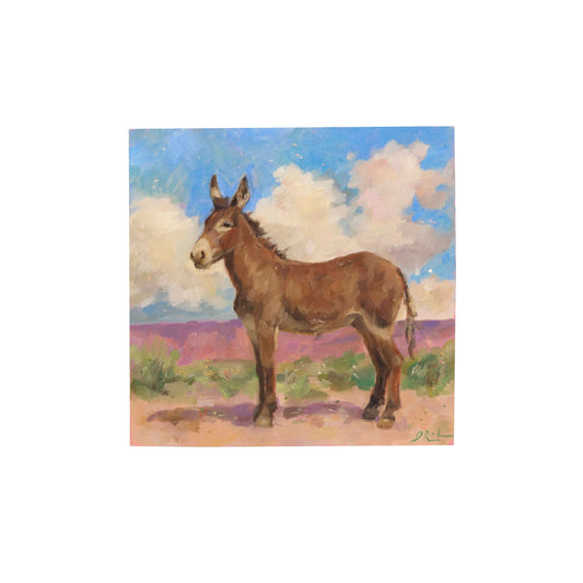 Donkey Portrait 23 | Original Oil Painting | 5"x 5” Western Burro