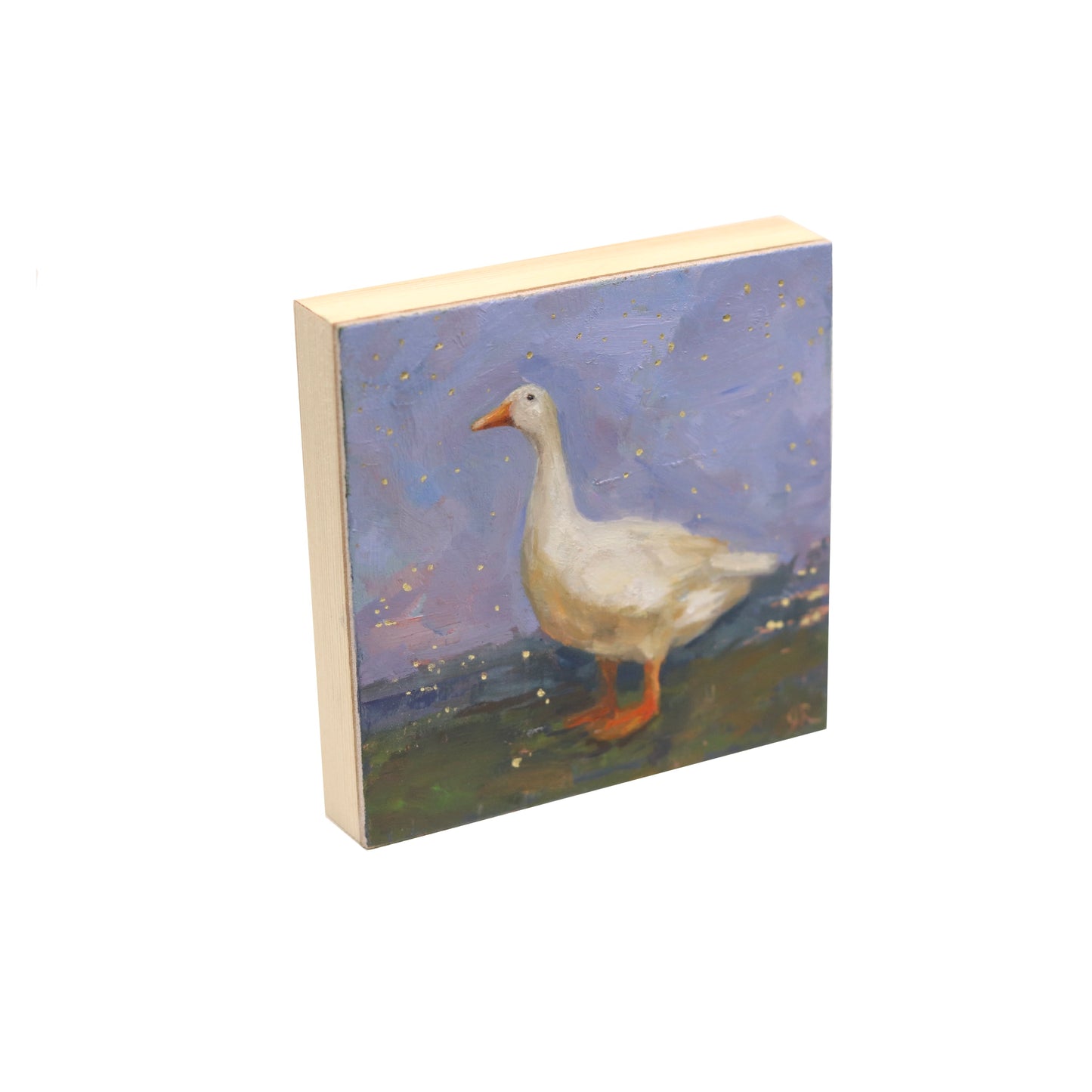 Duck and Stars Mini Portrait | Original Oil Painting | 4”x4”