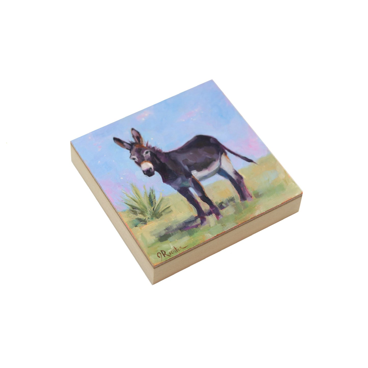 Donkey Portrait 24 | Original Oil Painting | 4"x4" Western Burro