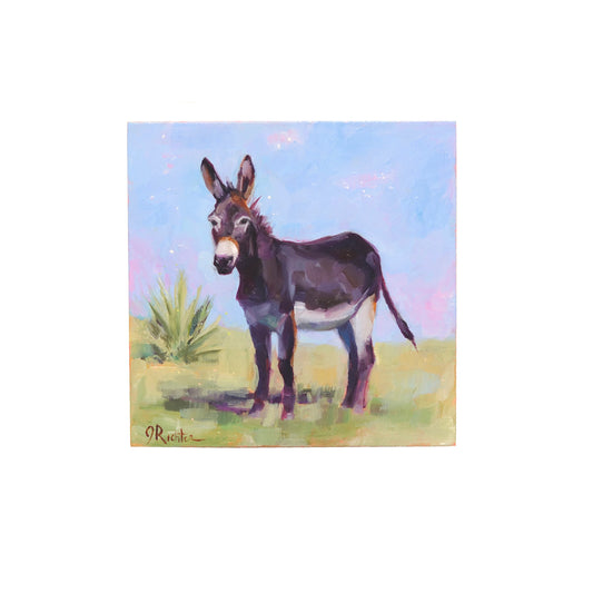 Donkey Portrait 24 | Original Oil Painting | 4"x4" Western Burro