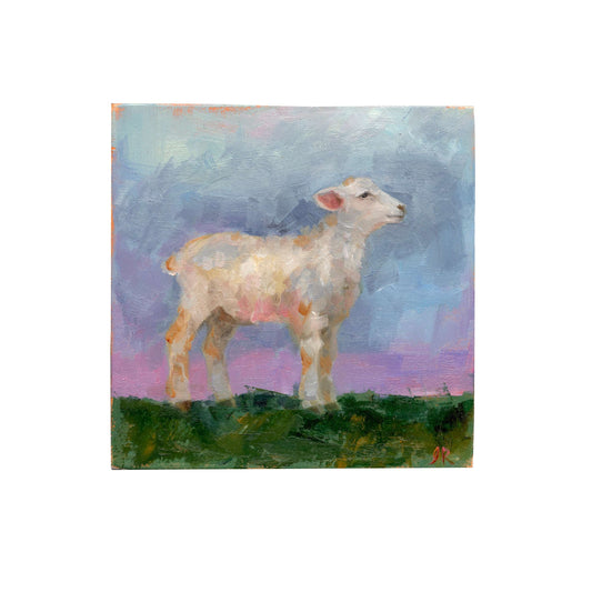 Lamb Mini Portrait 6 | Original Oil Painting | 4”x4”