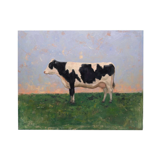 Cow in Twilight Pasture | Original Oil Painting | 16"x20"