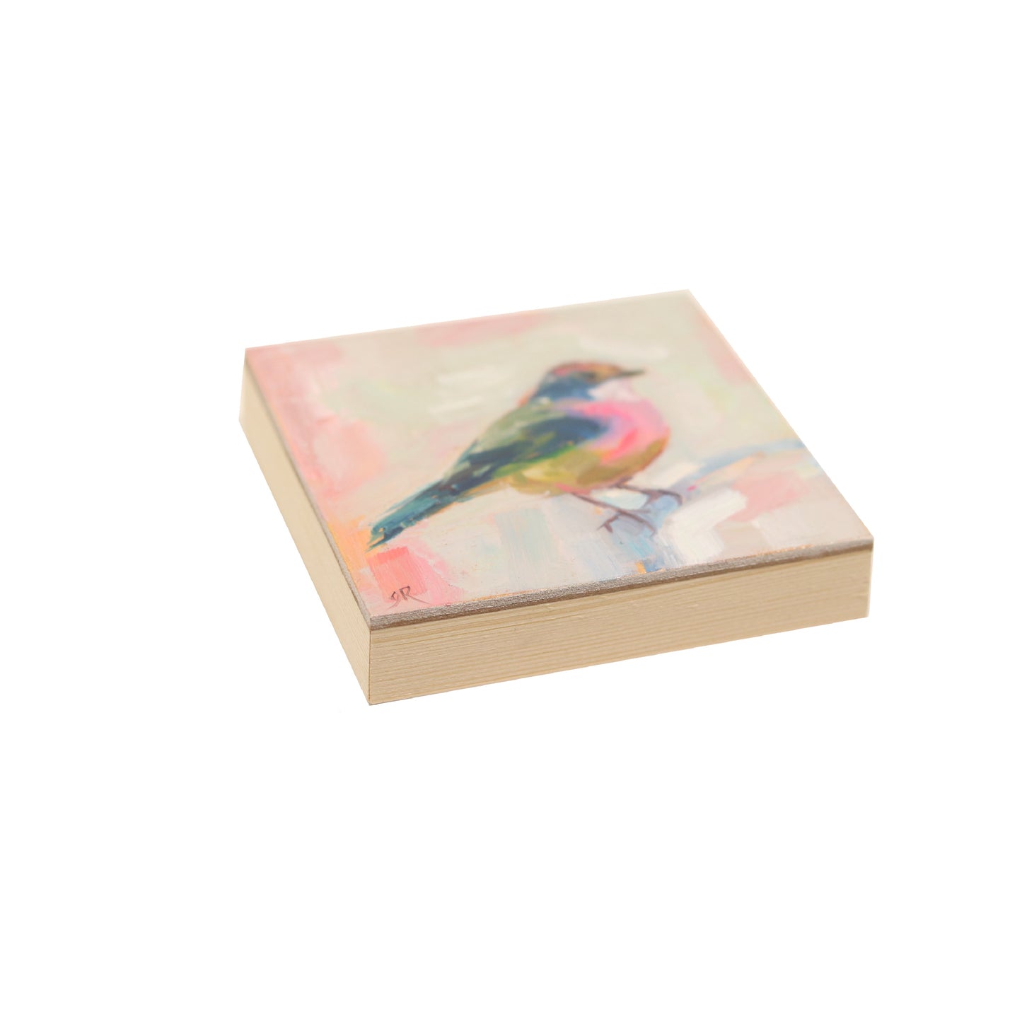 Colorful Mini Bird | Original Oil Painting | 4”x4”