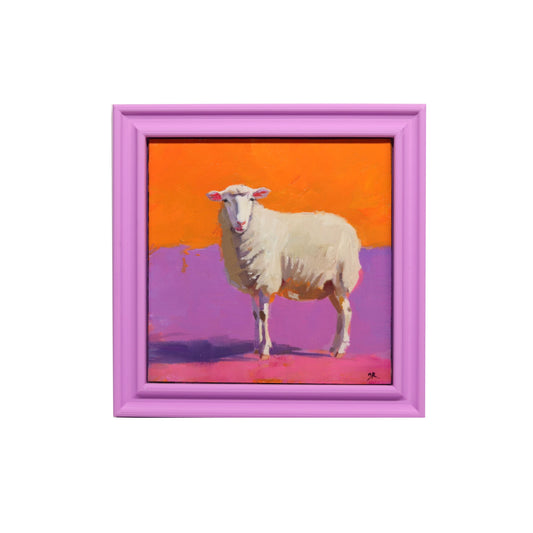 Sheep Portrait 12 | Original Oil Painting| 5”x5” Framed Art