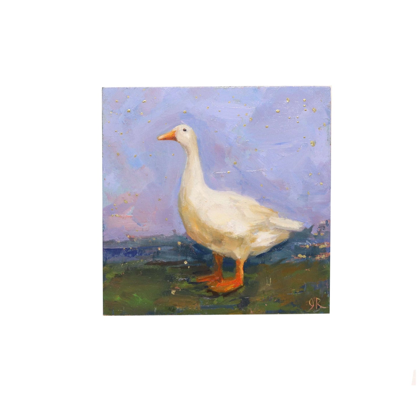 Duck and Stars Mini Portrait | Original Oil Painting | 4”x4”