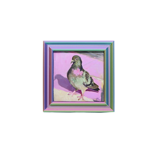 Purple Pigeon 15  | Miniature Oil Painting | 3”x3” Framed