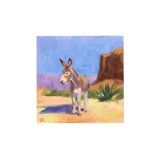 Donkey Portrait 25 | Original Oil Painting | 4"x4" Western Burro