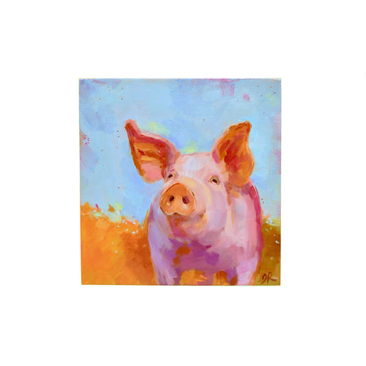 Pig Portrait 4 | Original Oil Painting | 4”x4”