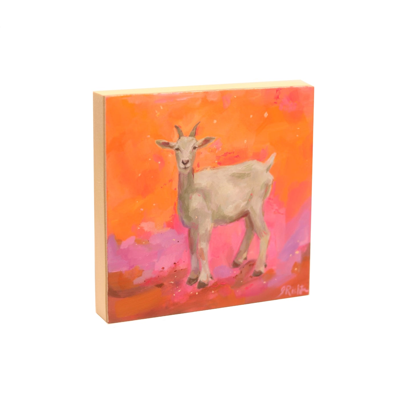 Goat Portrait 5 | Original Oil Painting | 5"x 5”