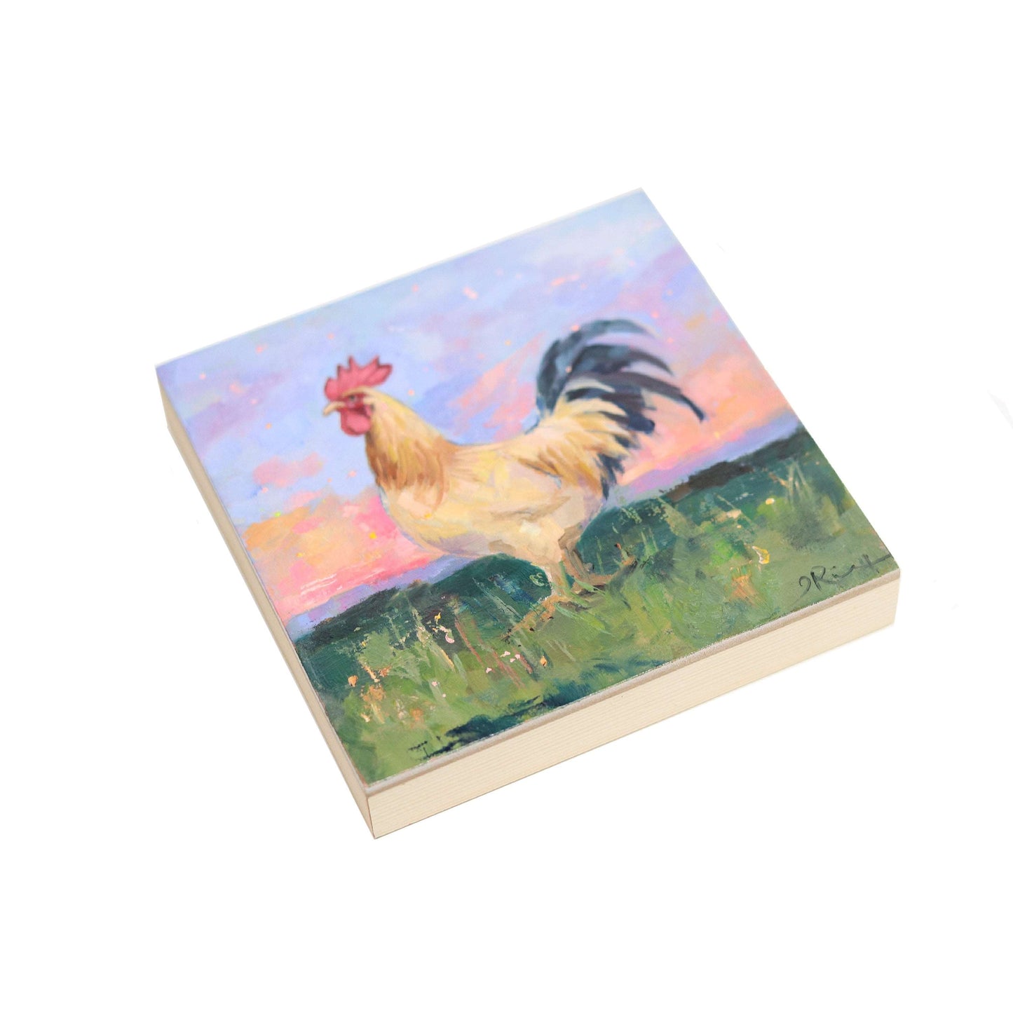 Rooster Portrait | Original Oil Painting | 5"x5"