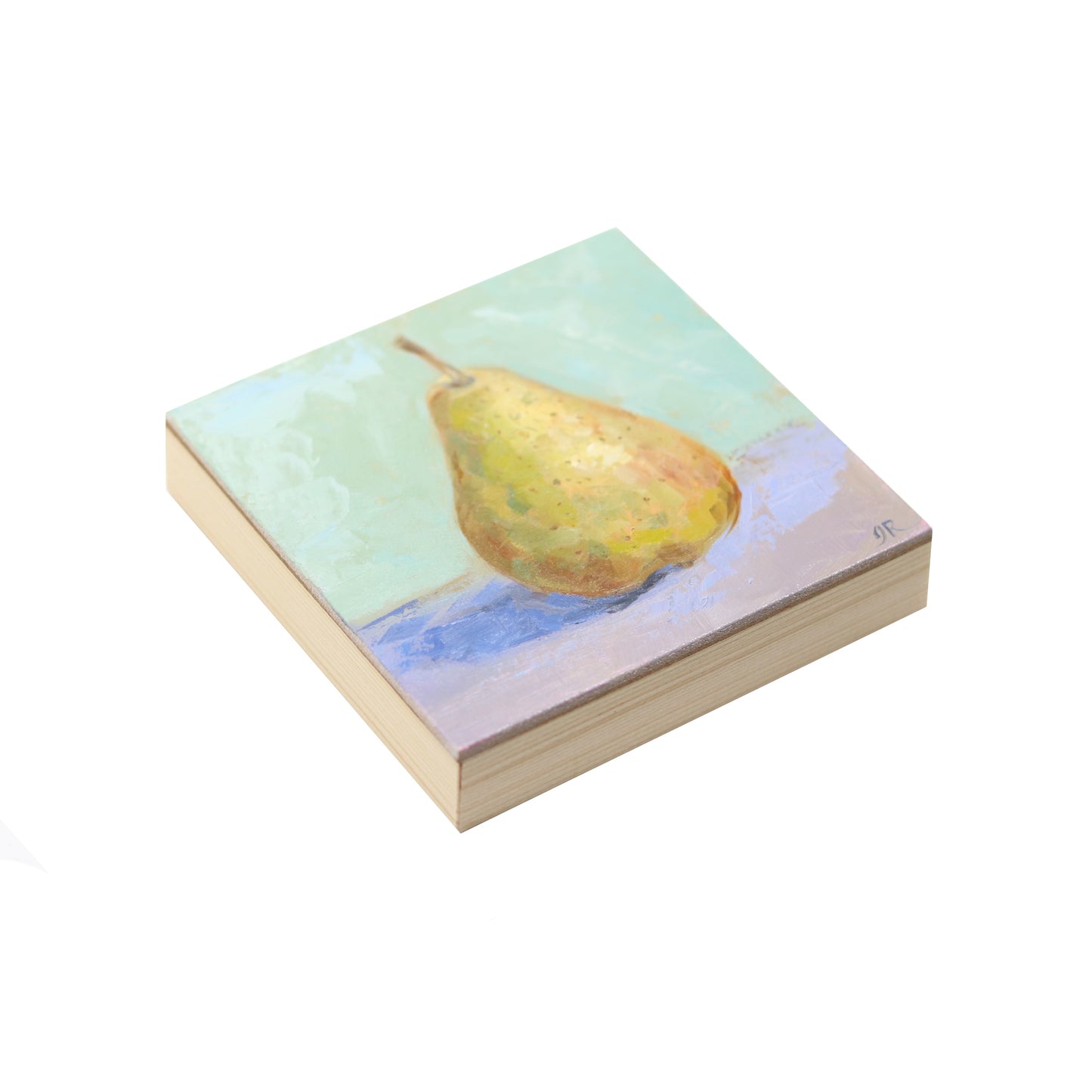 Green Pear | Original Oil Painting | Mini Art 4”x4”