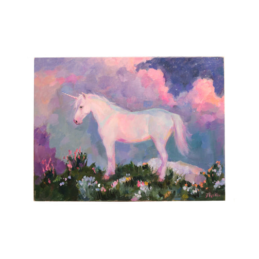 Unicorn and Clouds 6 | Original Oil Painting | 6”x8”