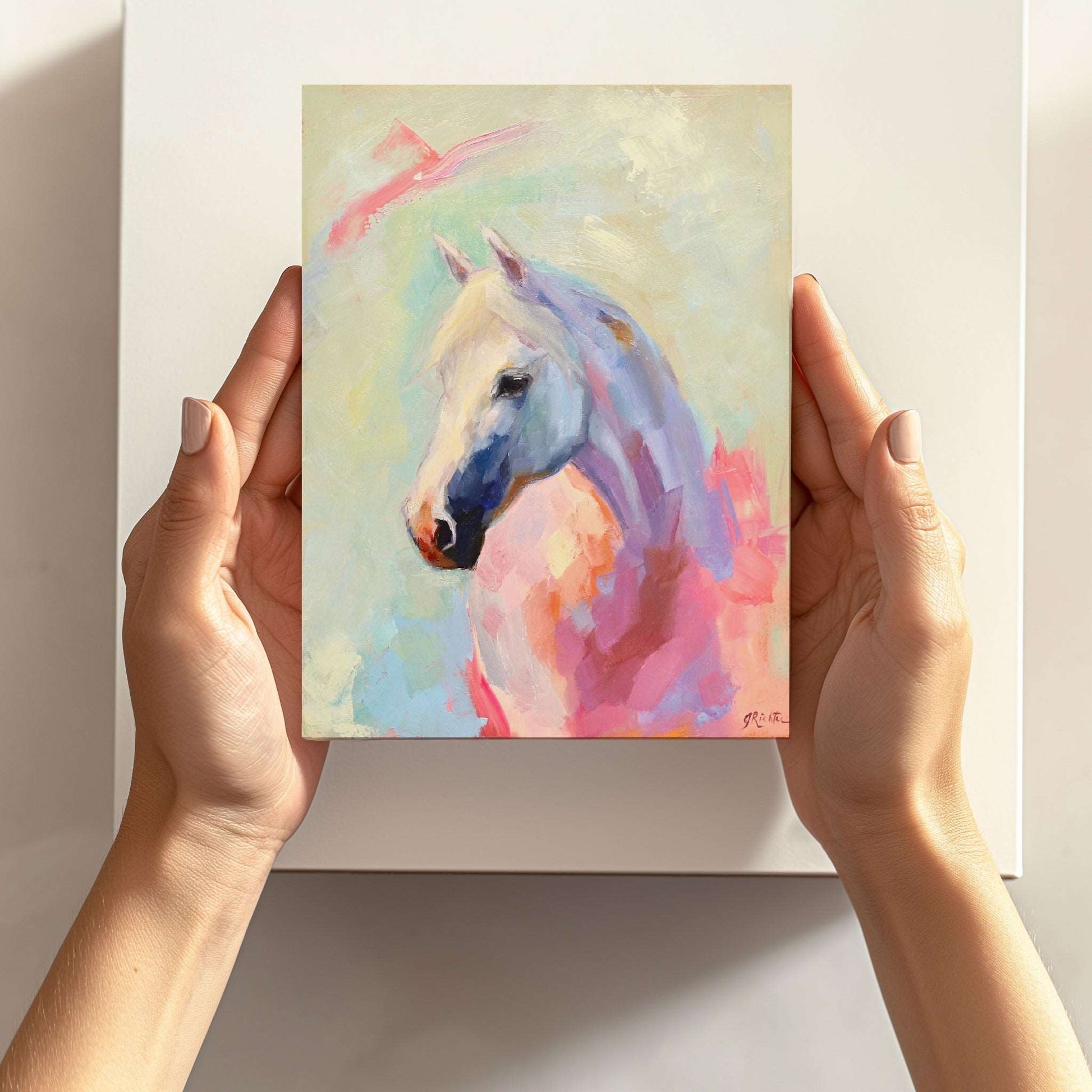 Colorful Horse Portrait 21 | Original Oil Painting | 6”x8”