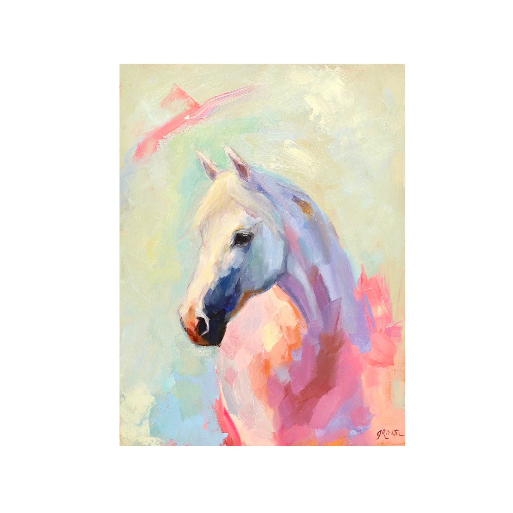 Colorful Horse Portrait 21 | Original Oil Painting | 6”x8”