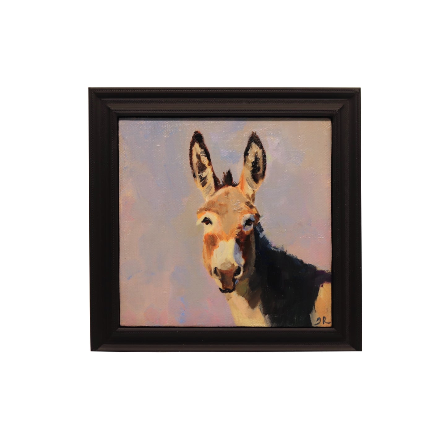 Original Oil Painting | Donkey Portrait 26| 5”x5” Framed Art