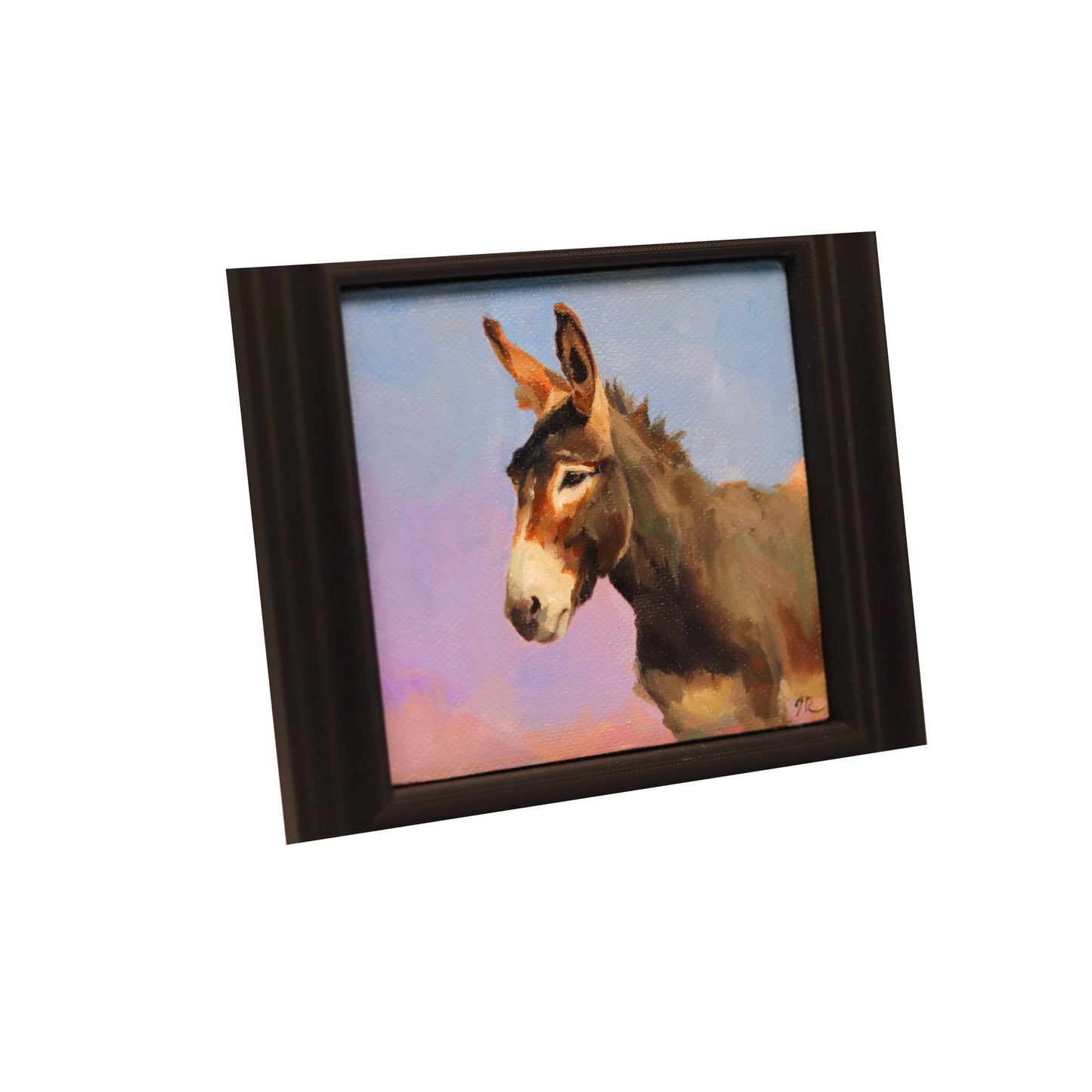 Original Oil Painting | Donkey Portrait 27 | 4”x4” Framed