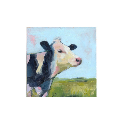 Miniature-oil-painting-Holstein-cow