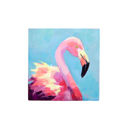 Flamingo 3 | Original Oil Painting | 4”x4”