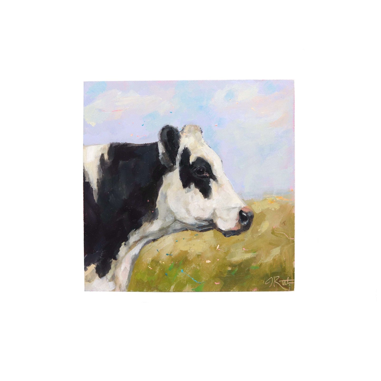 Holstein Cow Portrait 25 | Original Oil Painting | 5"x 5”