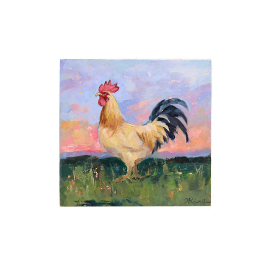 Rooster Portrait | Original Oil Painting | 5"x5"