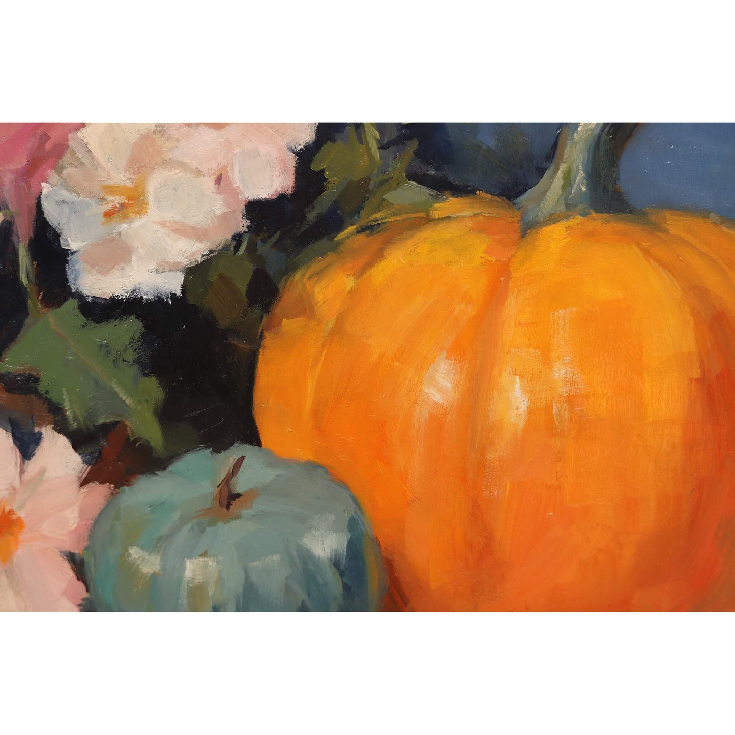 Pumpkins and Flowers | | Original Still Life Oil Painting | 8"x10"